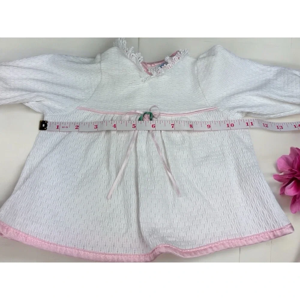 Laura Dare Baby Long Sleeve White Dress With Pink Trim Size 9 M‎